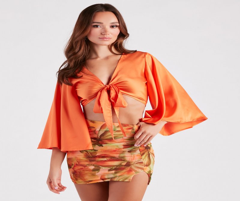 TableClothsUs Silky Chic Kimono Tie-Front Top