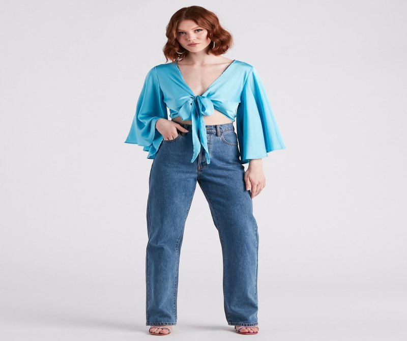 TableClothsUs Silky Chic Kimono Tie-Front Top