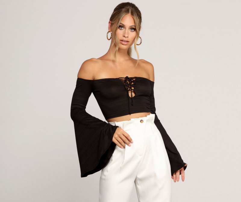 TableClothsUs Flow With It Bell Sleeve Crop Top