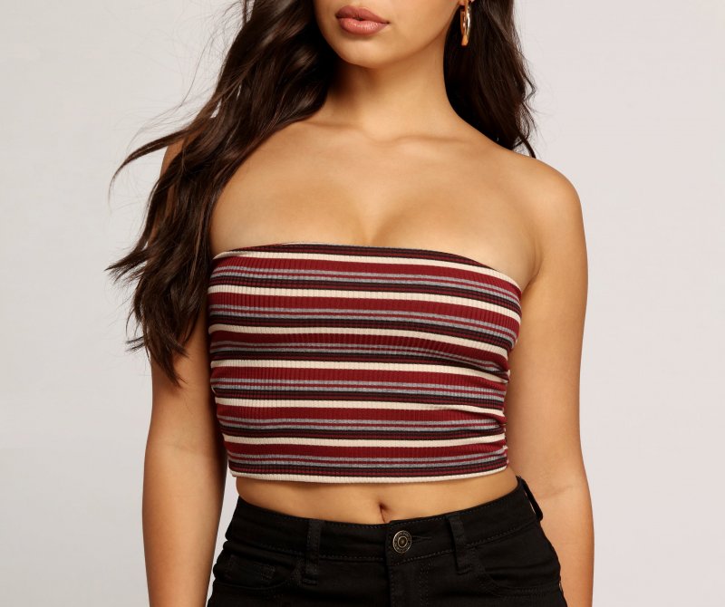 TableClothsUs Parallel Lines Striped Tube Top