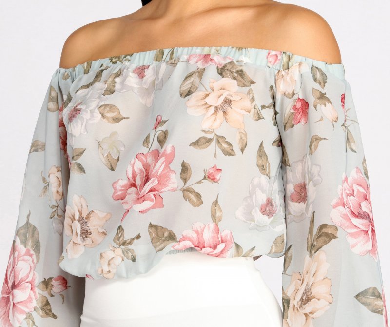 TableClothsUs Flowy Floral Chiffon Crop Top