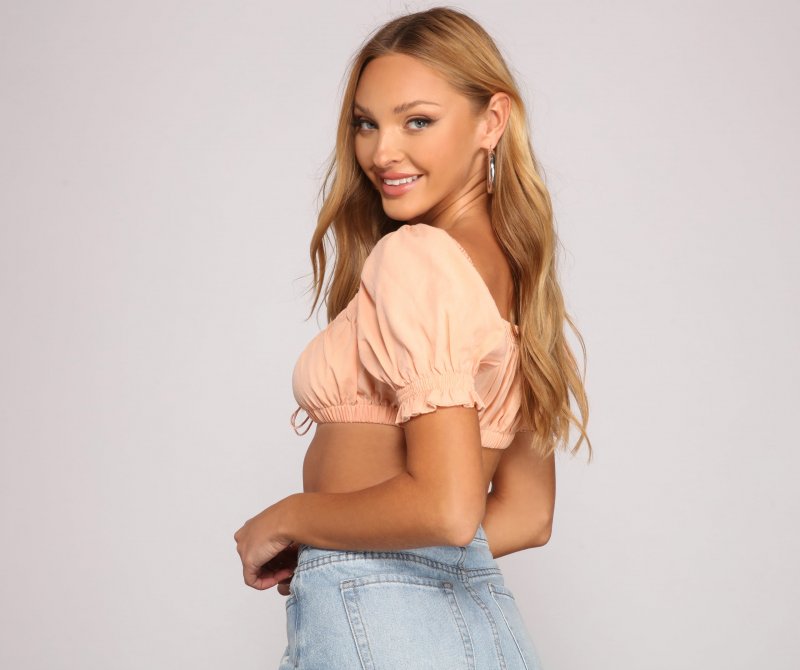 TableClothsUs On Trend Tie Front Crop Top