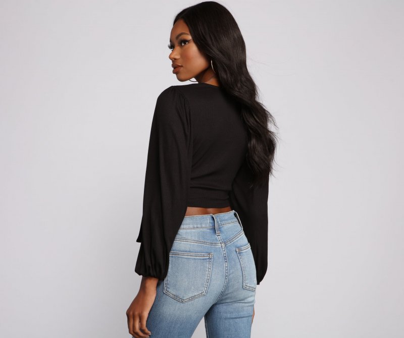 TableClothsUs Effortless Chic Wrap Front Crop Top