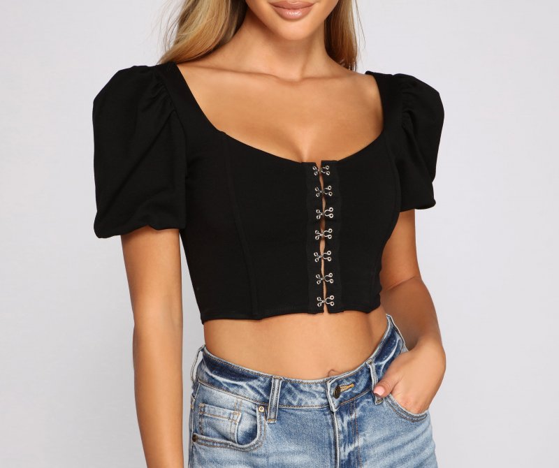 TableClothsUs Hooked On Glamour Ponte Knit Corset Top