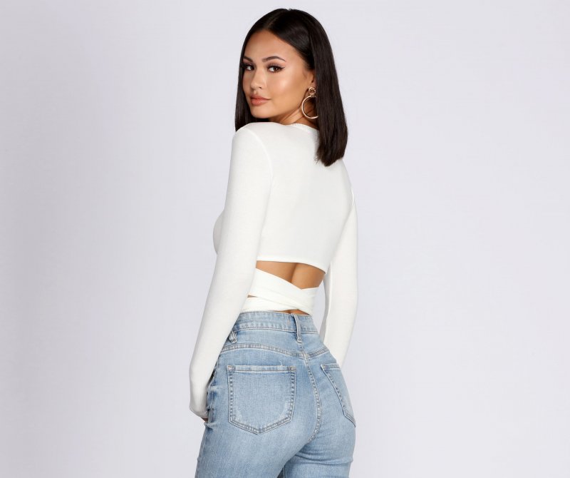 TableClothsUs Wrap Waist Ribbed Crop Top