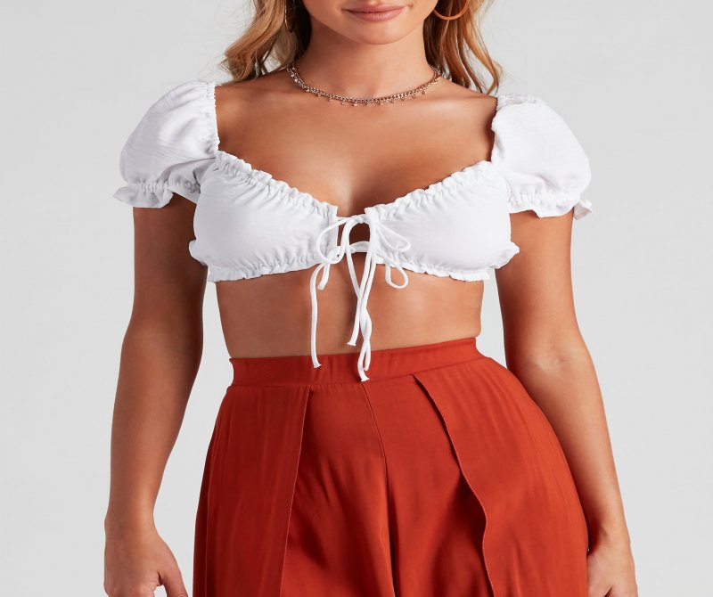 TableClothsUs Lovely Day Peasant Crop Top