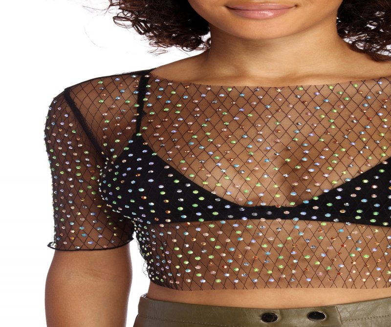 TableClothsUs Meshing You Heat Stone Crop Top