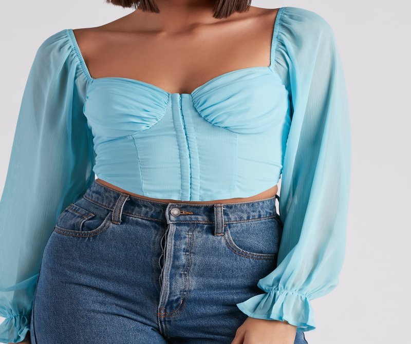 TableClothsUs Breezy Chiffon Cropped Corset Blouse