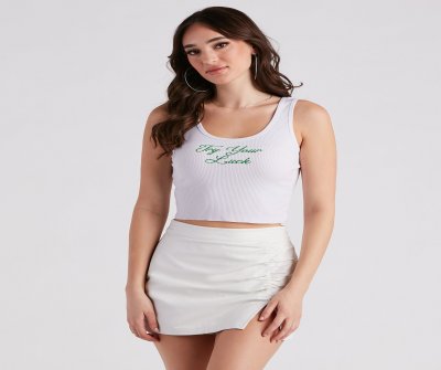 TableClothsUs Try Your Luck Cropped Graphic Tank