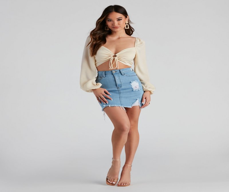 TableClothsUs Silky Splendor Tie-Front Crop Top