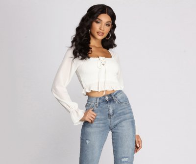 TableClothsUs Sweet Thing Ruffle Smocked Crop Top