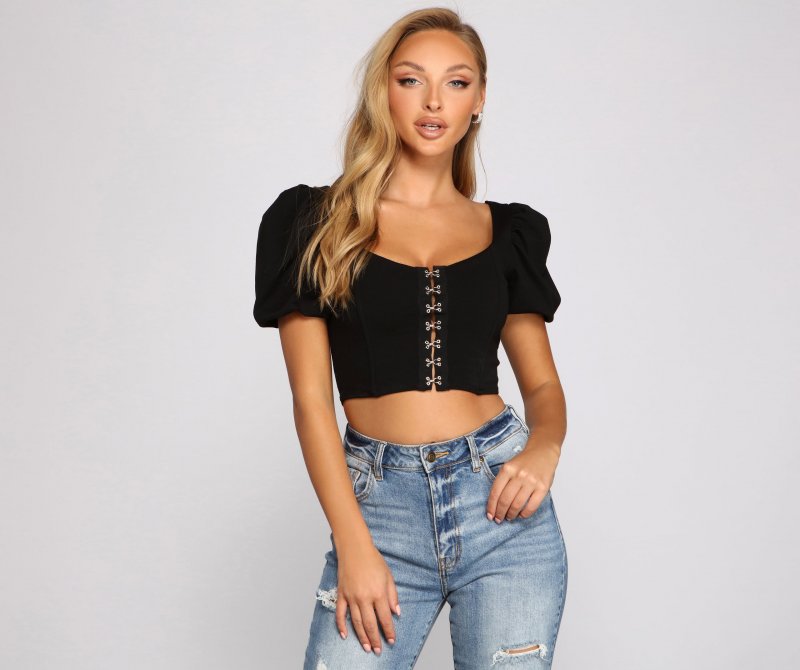 TableClothsUs Hooked On Glamour Ponte Knit Corset Top