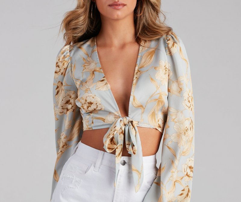 TableClothsUs Golden Girl Satin Tie-Front Top