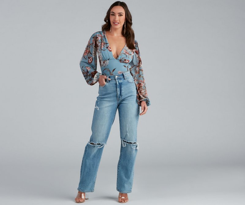 TableClothsUs Blooming Chic Floral Bodysuit