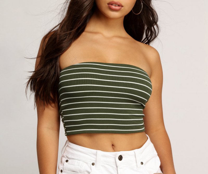 TableClothsUs Parallel Lines Striped Tube Top