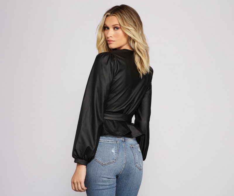 TableClothsUs Bold And Belted Faux Leather Top