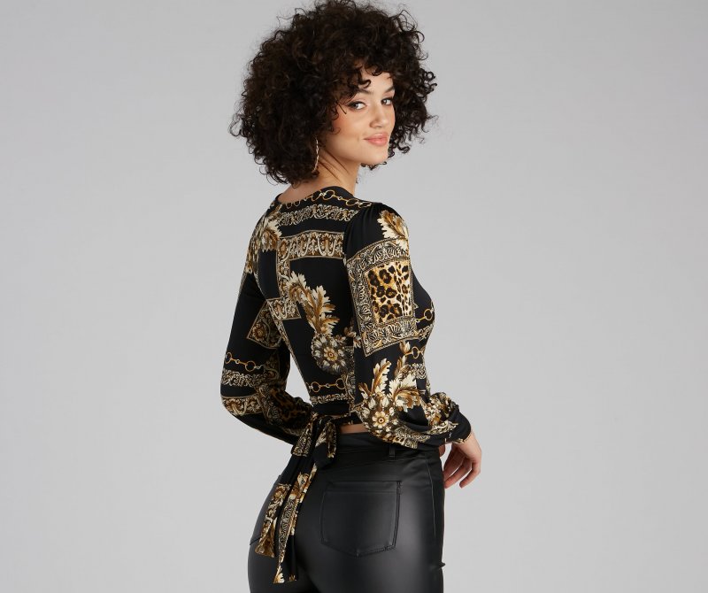 TableClothsUs Royal Wraps Scroll Cheetah Print Top