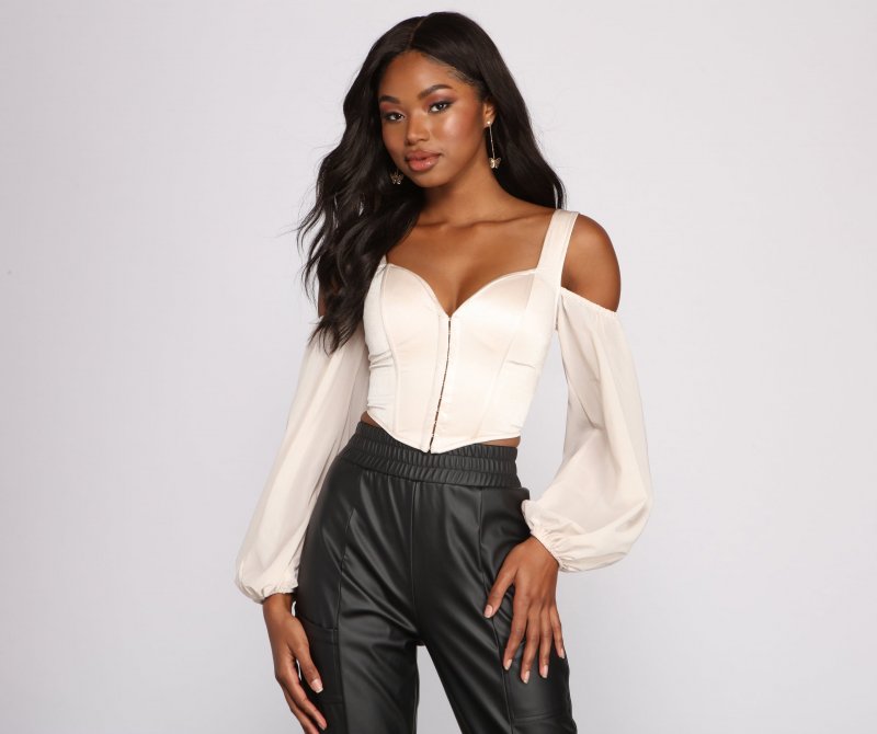 TableClothsUs Feelin' Luxe Satin Corset Crop Top