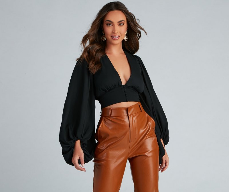 TableClothsUs Chic Drama Chiffon Crop Top