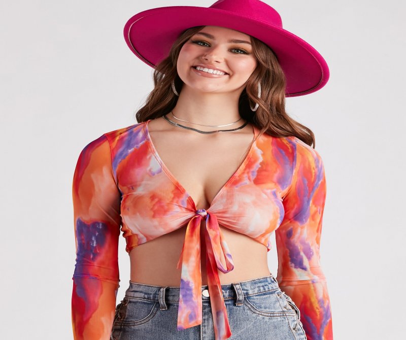 TableClothsUs Dreamy Summer Vibes Mesh Tie-Front Top