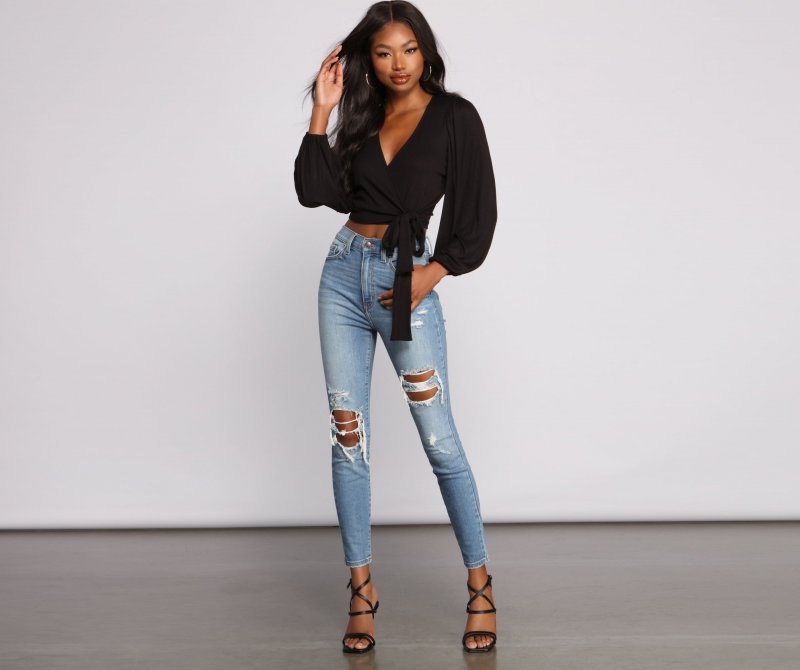 TableClothsUs Effortless Chic Wrap Front Crop Top