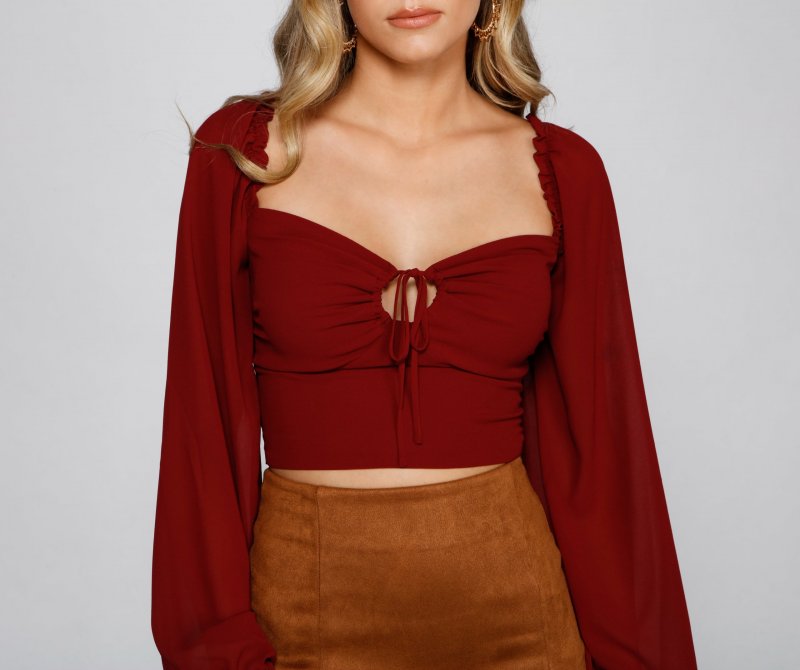 TableClothsUs Chic Appeal Long Sleeve Crop Top