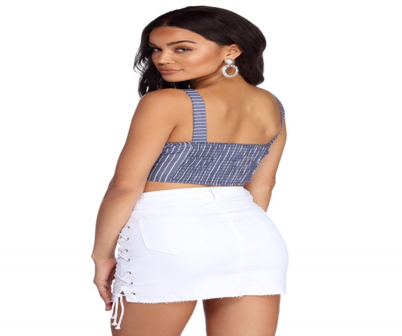 TableClothsUs Tied In Pinstripes Crop Top