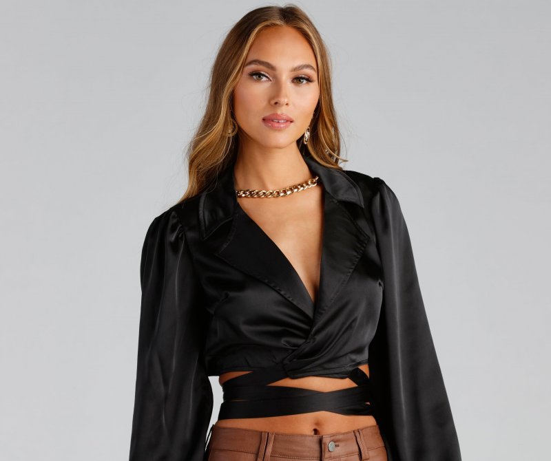 TableClothsUs Satin Dreams Tie-Waist Chain Necklace Top