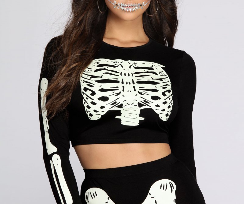 TableClothsUs Glow-In-The-Dark Skeleton Top