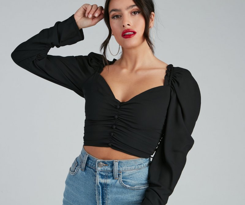 TableClothsUs Chance For Romance Chiffon Puff Sleeve Top