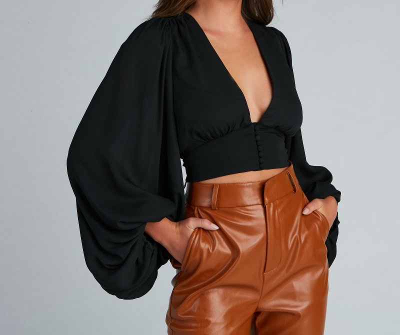 TableClothsUs Chic Drama Chiffon Crop Top