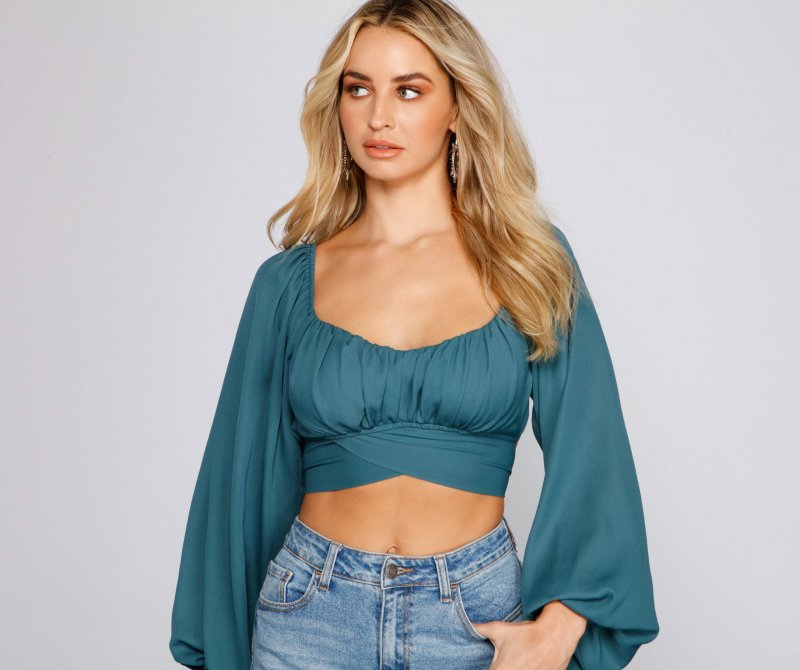 TableClothsUs Cinched And Chic Chiffon Crop Top